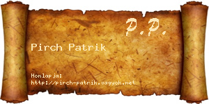 Pirch Patrik névjegykártya